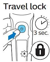 Philips shaver travel lock symbol